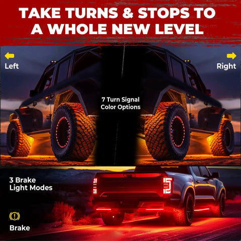 Five Sided RGB Rock Lights Kit For Trucks Jeep UTV SUV ATV Golf Cart With Music Mode And App Remote Control Waterproof