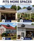 30W Solar Attic Fan With Remote Control And Thermostat For Roof Mount Adjustable Bracket To Catch Maximum Sunlight No Fuss Energy Saving Attic Vent Powered By A Monocrystalline Panel Quiet Cooling For Hot Days on garage, greenhouse, barn and workshop roofs