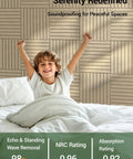 Deep Camel Soundproof Wall Panels 12 Pack Self Adhesive Acoustic Foam Tiles 12X12 Inch used in a child's bedroom to reduce noise.