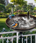 Deck Mounted Bird Bath With Detachable 12 Inch Bowl Thats A Breeze To Clean 0.7 Gallon Capacity Metal Bird Bath on railing