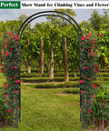 Sturdy Metal Garden Arch For Outdoor Entry And Wedding Backdrop Seven Point Two Foot Arbor covered in climbing roses in a vineyard