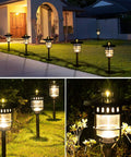 Six Pack Solar Path Lights Outdoor Glass And Bronze Finish With High Lumen Output Two Bright LEDs Waterproof Auto On At Dusk
