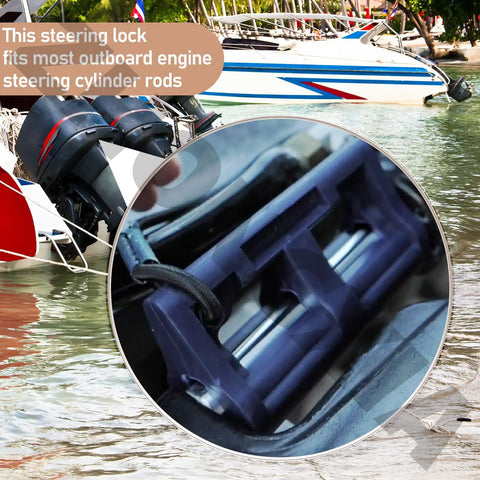4 Inch Outboard Steering Stop Lock Pair For Hydraulic Steering Keeps Your Outboard From Wobbling Or Swinging Side To Side, Stabilizes Movement, And Protects During Transport And Towing Navy Blue