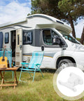 Stylish Universal Nylon RV Door Catch With Fixed Hook For Easy Setup And Secure Hold Inside Your Camper Or Motorhome Adds Sleek Modern Upgrade outside a motorhome.