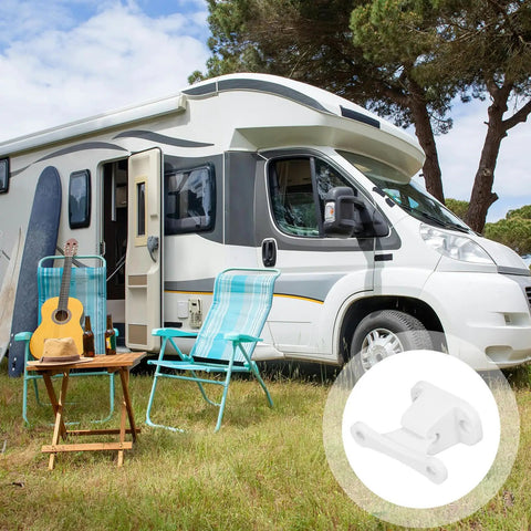 Stylish Universal Nylon RV Door Catch With Fixed Hook For Easy Setup And Secure Hold Inside Your Camper Or Motorhome Adds Sleek Modern Upgrade outside a motorhome.