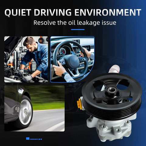 Power Steering Pump With Pulley For Jeep Wrangler 2012-2017 And 2018 JK V6 3.6L Replacement displayed with car imagery