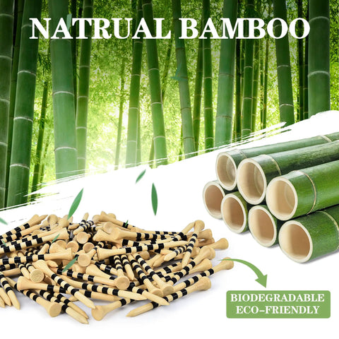 Biodegradable Bamboo Golf Tees Three And One Quarter Inch, 100 Pack, natural color, eco friendly wooden tees near bamboo stalks