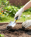Person using a 10 Piece Go To Garden Trowel Set With Heavy Duty Hand Shovels Soft TPR Handles Mini Spade For Digging Planting in soil