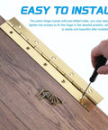 Heavy Duty Piano Hinge 36 Inch Long 2 Inch Wide Stainless Steel Continuous Door Hardware With Screws Gold Tone Finish For Cabinets installed on wood with screws.