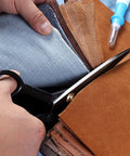 Heavy Duty 10 Inch Fabric Scissors Set With SK5 High Carbon Steel Do It All Pro Grade Shears And Built-In Measuring Tape For Sewing, Quilting, And DIY Crafts Includes Tailor Chalk Seam Ripper And Wrench Made In Solingen Germany cutting denim and leather