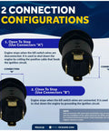 Universal Emergency Kill Switch For Boats And Personal Watercraft, 12VDC connections diagram showing open and close stop options.
