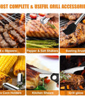 38 Piece Stainless Steel BBQ Grill Tools Set With Aluminum Case Thermometer Grill Mats Meat Injector Basting Brush Cleaning