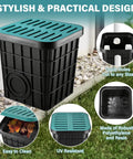 Square Catch Basin With Grate And Debris Basket For Outdoor Drainage Kit No Precut Outlet Holes Downspout Drain Box in lawn