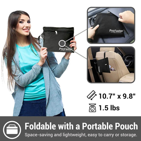 Woman holding black Car Seat Travel Backpack For Air Travel Universal Infant Car Seat Gate Check Bag Cover Foldable Travel Case With Pouch