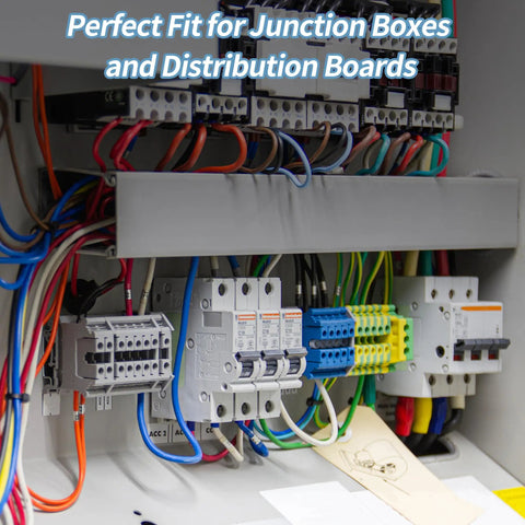 Kickass Neutral Bus Bar 4 Pack 12 Position Brass Terminal Block Industrial Grade Professional For Electrical Panel Grounding Wire Organizer Heavy Duty Connection Kit installed in junction boxes.