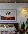 Boho Hemp Rope Pendant Light With Plug In Cord 15ft Hanging Lamp With On Off Switch UL Certified Socket Vintage Rustic Chandelier