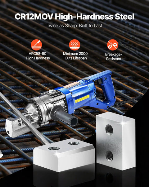 VEVOR 6Pcs Electric Rebar Cutter Replacement Jaw Blades For 22mm #7 Steel Rod CR12MOV High Hardness Double-sided Cutting Tools.
