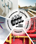 Eight Pack Pipe Insulation Foam Tubes With Self Adhesive Aluminum Foil Wrap shown with various industrial pipe applications