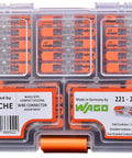 DIY Friendly Lever Nut Inline Wire Connectors 221 Series 87-Piece Case Set, plastic case with organized wire connectors visible