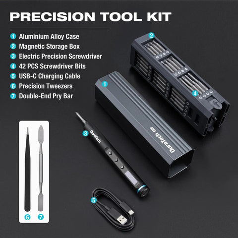 Mini Electric Screwdriver Set 49-In-1 Precision Torque For Delicate Electronics And Diy Repairs Cordless Rechargeable Tool With 5 Speed Levels Sae Bits High Performance Gearbox Kit Handy And Compact with aluminum alloy case and screwdriver bits