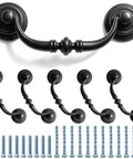 Antique Black Drawer Pulls 6 Pack Vintage Dresser Handles With Drop Bail Pulls 3.5 Inch Hole Center Zinc Alloy Cabinet Hardware