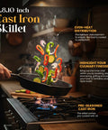 Cooking vegetables in Premium Cast Iron Skillet Set 6, 8, 10 Inch Preseasoned Frying Pans PFAS-Free on stovetop