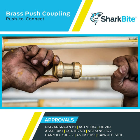 Half Inch Brass Push To Connect Coupling Ten Pack No Fuss Fit For PEX Copper CPVC PERT HDPE Plumbing Fittings Easy To Install