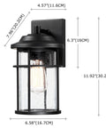 Dimensions of Durable Outdoor Wall Lights For House Exterior Waterproof Sconce With Seeded Glass Shade Anti Rust Black