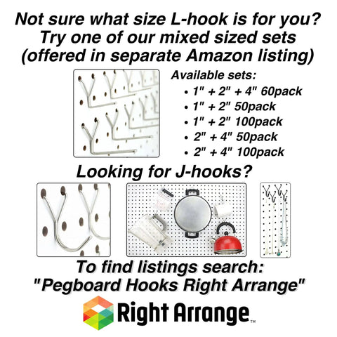 Stainless Steel Pegboard Hooks 50-Pack 1 Inch Long Will Not Fall Out Universal Fit For Any Pegboard Organize Tools Garage Kitchen Crafts Jewelry Retail Displays