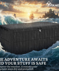 Black 200 Gallon Outdoor Storage Box Resin Deck Box With Lock Waterproof Patio Furniture Bin and 3 Person Bench Seating