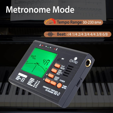 2 In 1 Digital Metronome Tuner For Guitar Bass Violin And Ukulele Chromatic Tuner With Metronome High Visibility LCD Precision Calibration Multi Instrument Tuning Practice Aid For Musicians on piano keys