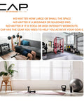 Collage featuring a man lifting weights at home, a home gym setup with equipment, and a yoga mat with a stability ball in a bright room.