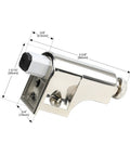 Close-up of Soft Close Damper Kit For Cabinet Doors Pack Of 50, polished nickel with dimensions shown, Model SCD103.