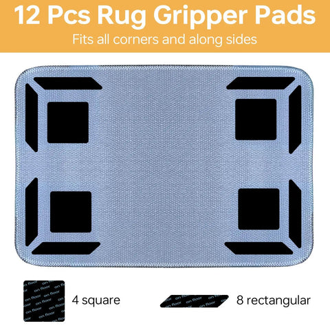 12 Piece Rug Gripper Kit Non Slip Rug Tape For Hardwood Floors Reusable And Washable Double Sided Adhesive Stickers layout