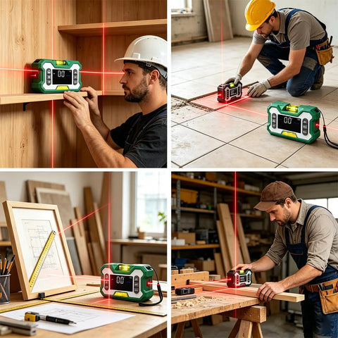 Digital Angle Finder And Level With USB Rechargeable Battery, LCD Display, Magnetic Base, Dual Axis High Precision Inclinometer on wood and tile
