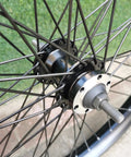 Close-up of Heavy Duty 26 Inch Rear Wheel Rim With 12 Gauge 48 Spokes Double Wall Aluminum Alloy For Disc Brake Bikes 135mm Hub
