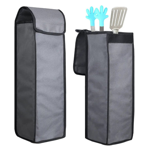 Waterproof Grill Tool Storage Bag With Foldable Design Portable BBQ Utensil Organizer For Camping And Hiking, displayed open and closed.