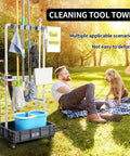 Cleaning Tool Tower On Wheels With Mop Holder, Umbrella Stand, Drip Tray And Tool Storage Rack, 5S Shadow Board outdoors
