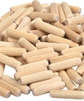 Fluted Wood Dowel Pins, One Quarter Inch Diameter, One Inch Length, 100 Count, Chamfered Ends For Easy Insertion And Strong Glue Distribution