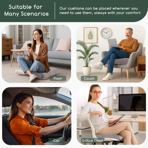 Senior Friendly Tufted Corduroy Recliner Cushion 20x20x4 Inches High Density Foam Square Seat Pad for floor, couch, car, office chair