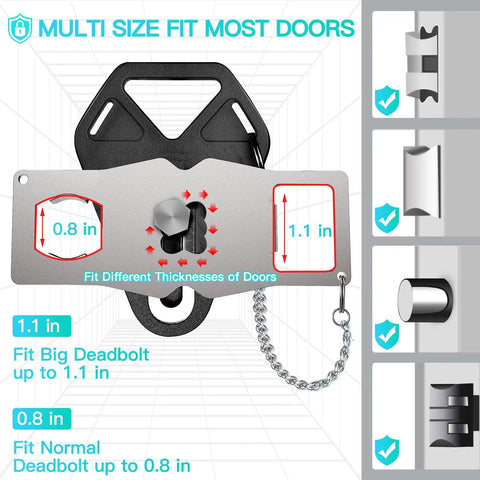 2 Pack Upgraded Portable Door Lock For Travel From Inside Front Door Security Device with multi-size fitting guide