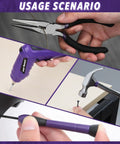 149 Piece Tool Set With Purple Cordless Screwdriver For Home DIY Projects In Use, Features Pliers, Hammer, and Screwdriver
