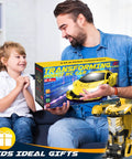 Father and son holding a Transforming Remote Control Car For Kids With Two Point Four GHz, Fast Response RC Car With 50 Meter Range