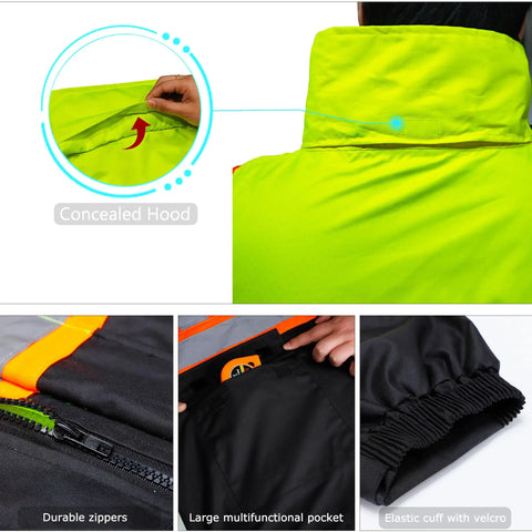 Mens Class 3 Hi Vis Rain Jacket Waterproof Safety Coat Reflective Work Gear Lightweight Yellow And Black Bottom Built Tough All Season Coverage You Can Trust For Daily Shifts