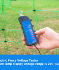 12KV Fence Tester With 8 Neon Indicator Lights Workhorse Electric Fence Voltage Meter For Farms Fault Finder And Quick Wire Fault Detection Tool For Easy Field Checks, hand-held on fence