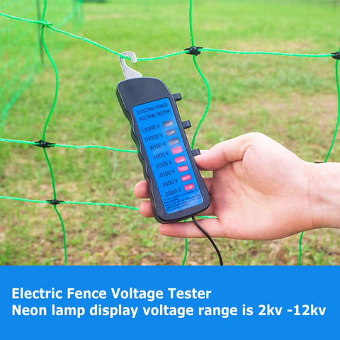 12KV Fence Tester With 8 Neon Indicator Lights Workhorse Electric Fence Voltage Meter For Farms Fault Finder And Quick Wire Fault Detection Tool For Easy Field Checks, hand-held on fence