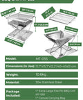Diagram of Three In One Flatpack Portable Fire Pit And Grill 16 Inch Heavy Duty Stainless Steel Wood Burning Camping Stove MT055 with dimensions