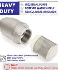 Exploded view: foot valve with filter, stainless steel body, 2-1/2 in NPT, screen filter for backflow prevention