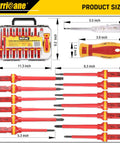 1000V Insulated Electrician Screwdriver Set, 15 Piece Pro Kit With Interchangeable Bits, Magnetic CRV Tips displayed.