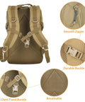 Back view of Compact 12L Tactical Backpack For Outdoor Adventures, showing Molle straps, breathable mesh, and durable buckles.